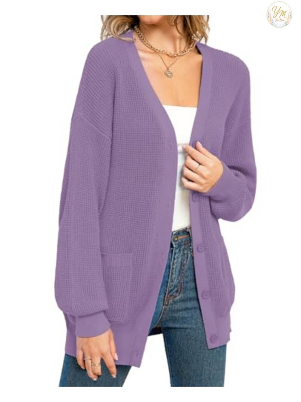 100% Cotton Oversized Cardigan Sweater with Pockets